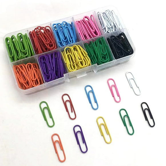 SICED 500Pcs Colored Paper Clips,10 Assorted Medium 28mm Colors Environmental Technology Paper Clips, PVC-Free Paper Clips, Colorful Paperclips.Small Paper Clips