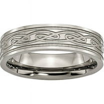 Titanium Flat Laser Etched Celtic Knot 6mm Polished Band