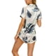 thumbnail image 4 of Traje de pijama Patrón único Cuello en V Bolsillo con botones Cómodo Ropa de dormir corta de dos piezas para mujer, 4 of 6