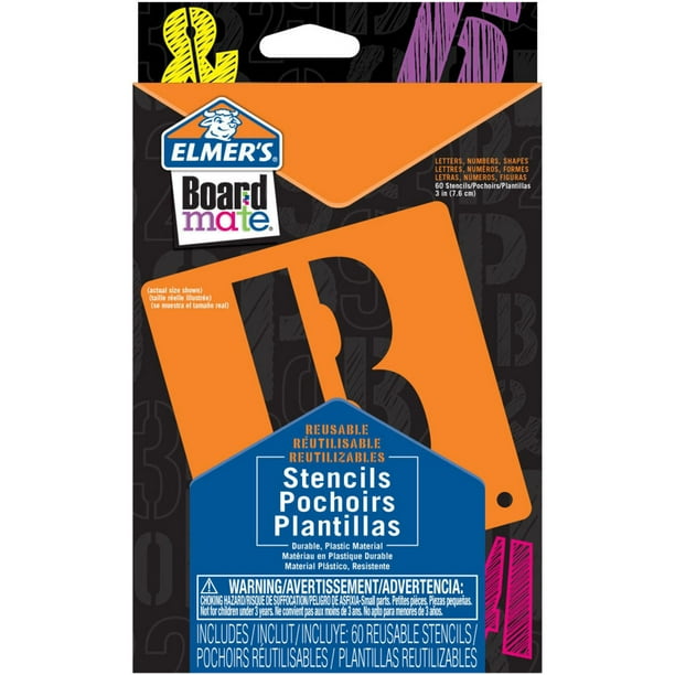 elmer s board mate reusable plastic stencils 3 letters numbers symbols 60 pkg walmart com