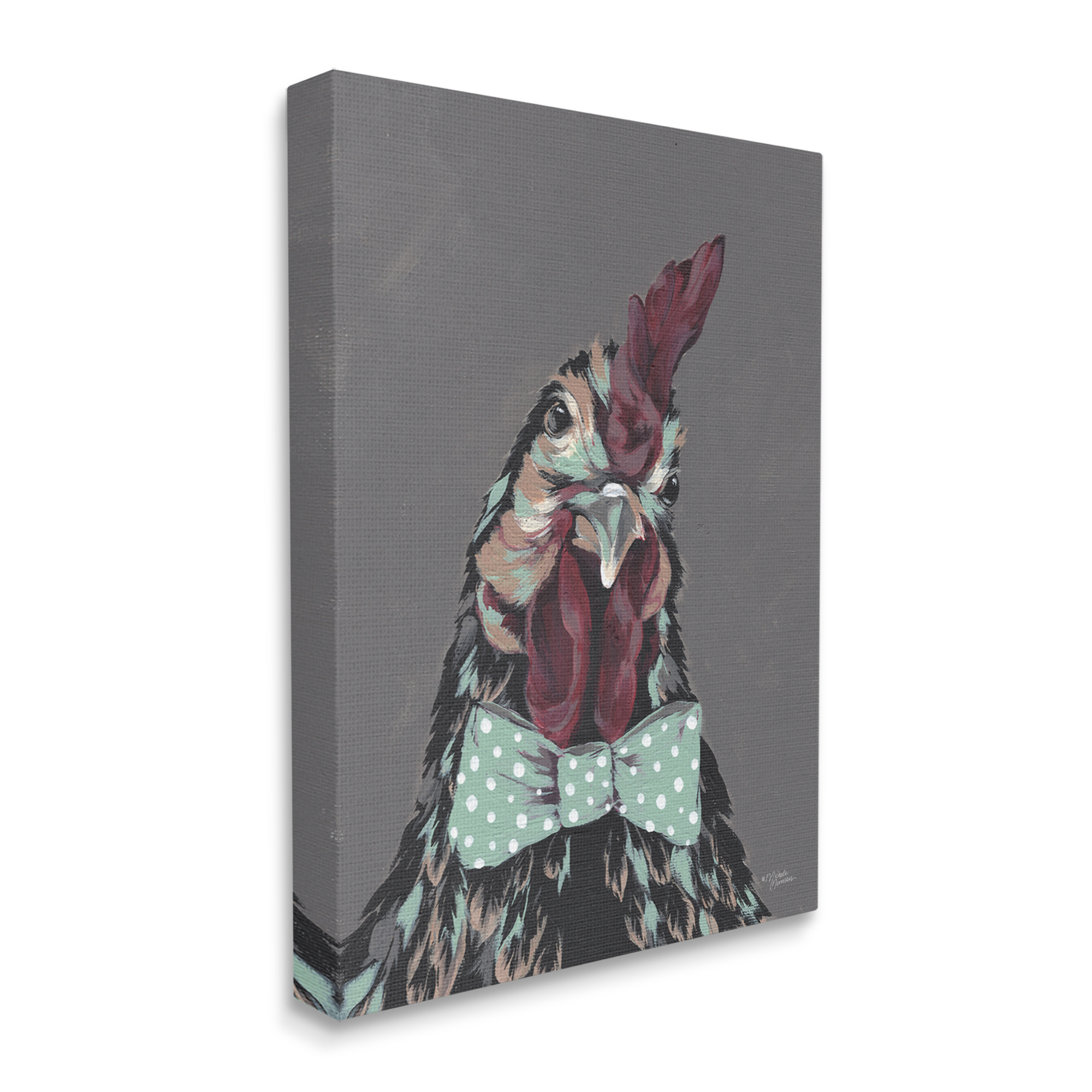 Stupell Industries Rooster Sire Exotic Farm Animal Polka Dot Bowtie,36 x 48, Design by Michele Norman