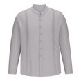 thumbnail image 3 of SDNall Man Long Sleeve Solid Color Casual Button Fashion Fallow T-Shirt, 3 of 5
