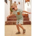 thumbnail image 4 of AceBaby Toddler Baby Boys Summer Waffle Outfits 3M-5Y Checkerboard Print 2Pcs Short Clothes Set, 4 of 9