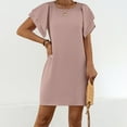 thumbnail image 5 of ShomPort Summer Work Dress for Women Fashion Ruffle Sleeve Round Neck Solid Color Mini Dresses, 5 of 5