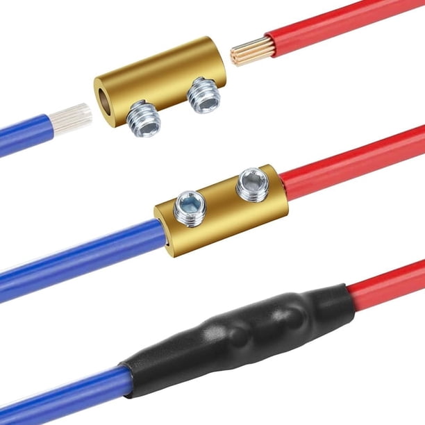 Kit de 30 tuercas para conectores de cables de calibre 10 AWG, terminal de conexión de cableado de empalme de 60 A, con tornillos y tubo termorretráctil
