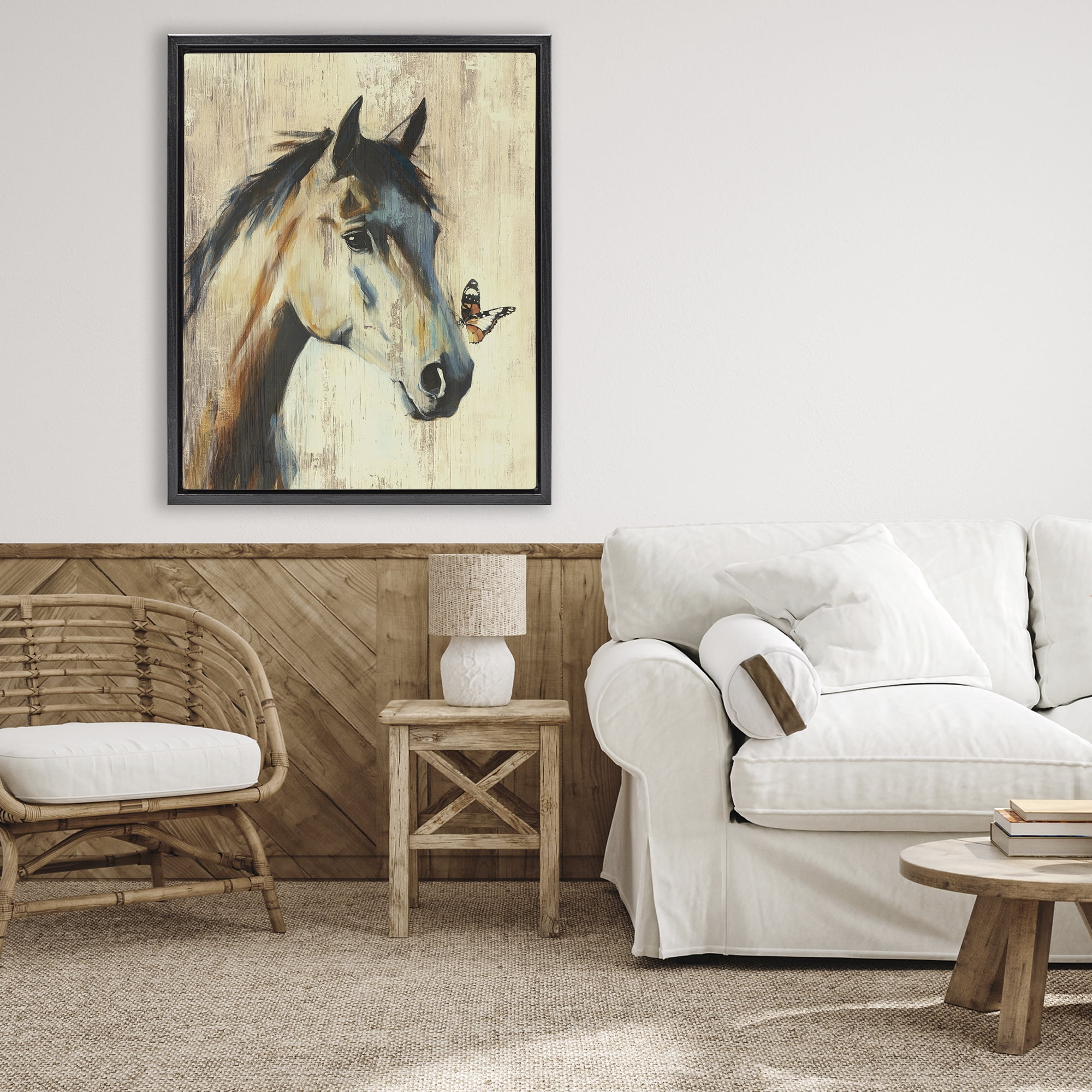 Stupell Industries Tiny Magic Horse & Butterfly Black Framed Floater Canvas Wall Art, design by Svetlana Aleynikova