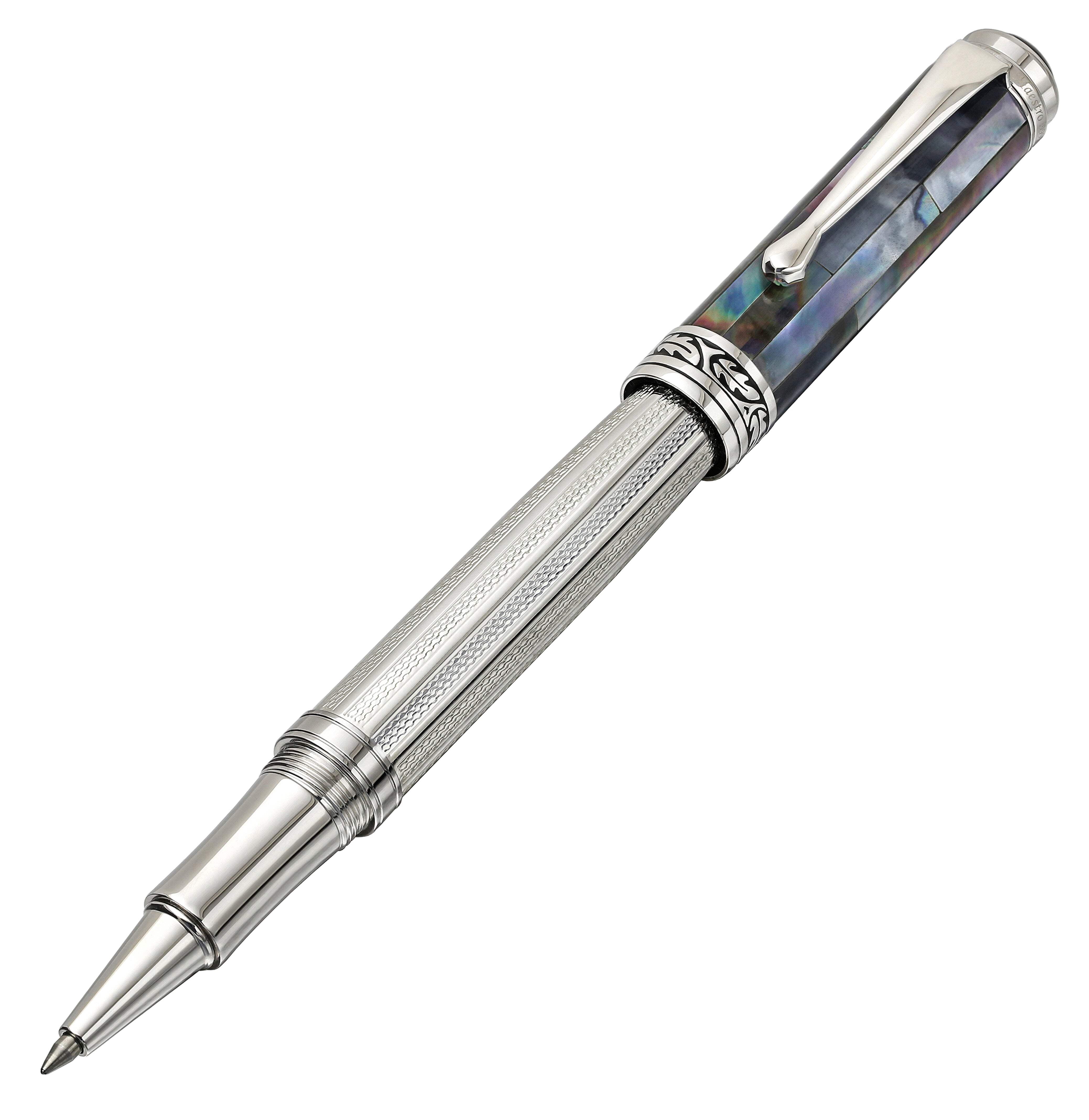 Xezo Xezo Maestro® 925 Sterling Silver Rollerball Pen - Black Mother of Pearl Cap
