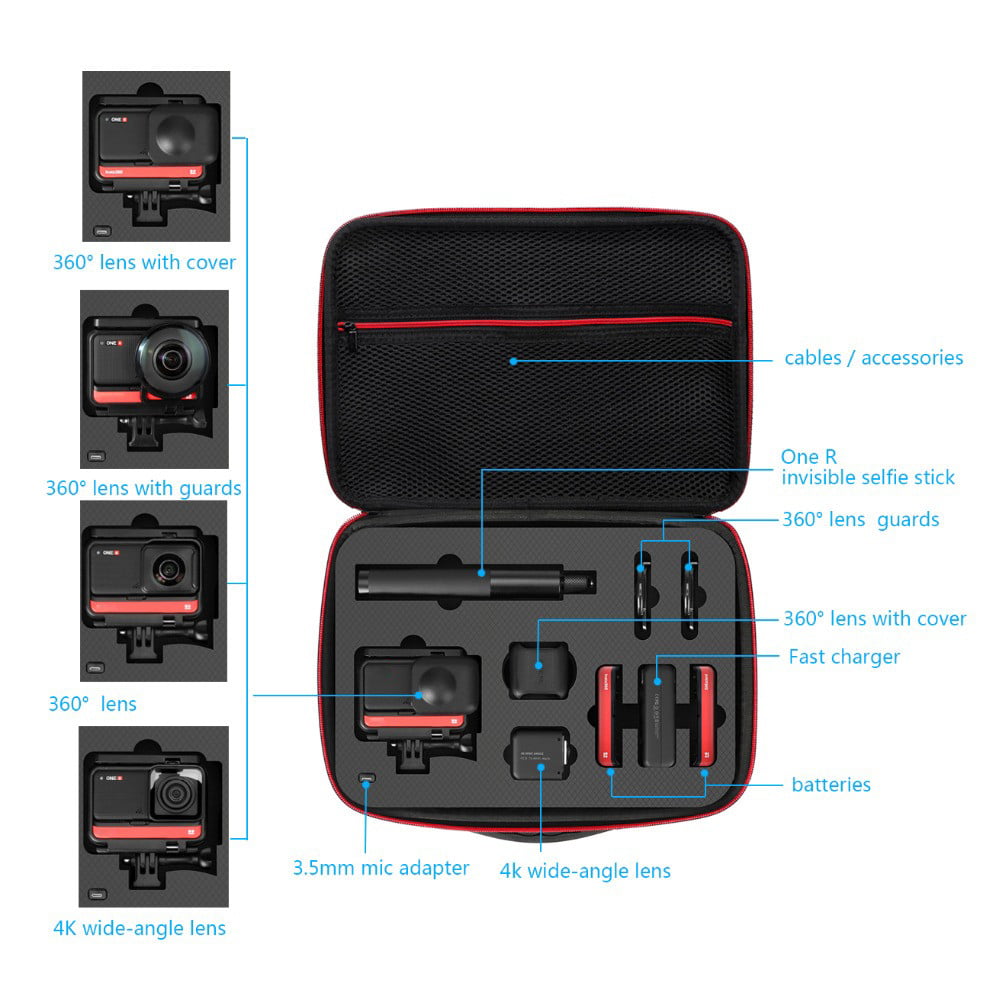 Akozon Camera Storage Bag Cloth Material Motion Camera Multifunction Handbag Motion Camera Storage Bag for Insta360 ONE R