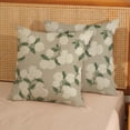 thumbnail image 2 of Beige Spring Pillow Covers 16x16 Inch 2 Pcs Khaki Green Hydrangea Flower Decor Throw Pillows Vintage Floral Seasonal Summer Outdoor Decoration Pillowcase Linen Cushion Cover for Couch Sofa, 2 of 6