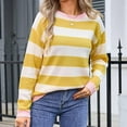 thumbnail image 7 of DondPO Womens Tops Women's 2024 Fall Winter Long Sleeve Knit Sweater Crew Neck Striped Loose Oversized Warm Soft Pullover Tops Casual Blouse Top Sweatshirt for Women Yellow L, 7 of 7