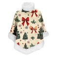 thumbnail image 5 of AUNVITO Cozy Christmas Print Fleece Shawl with Thick Faux Fur Collar Women's Warm Homewear Sleeveless Winter Wrap, 5 of 6