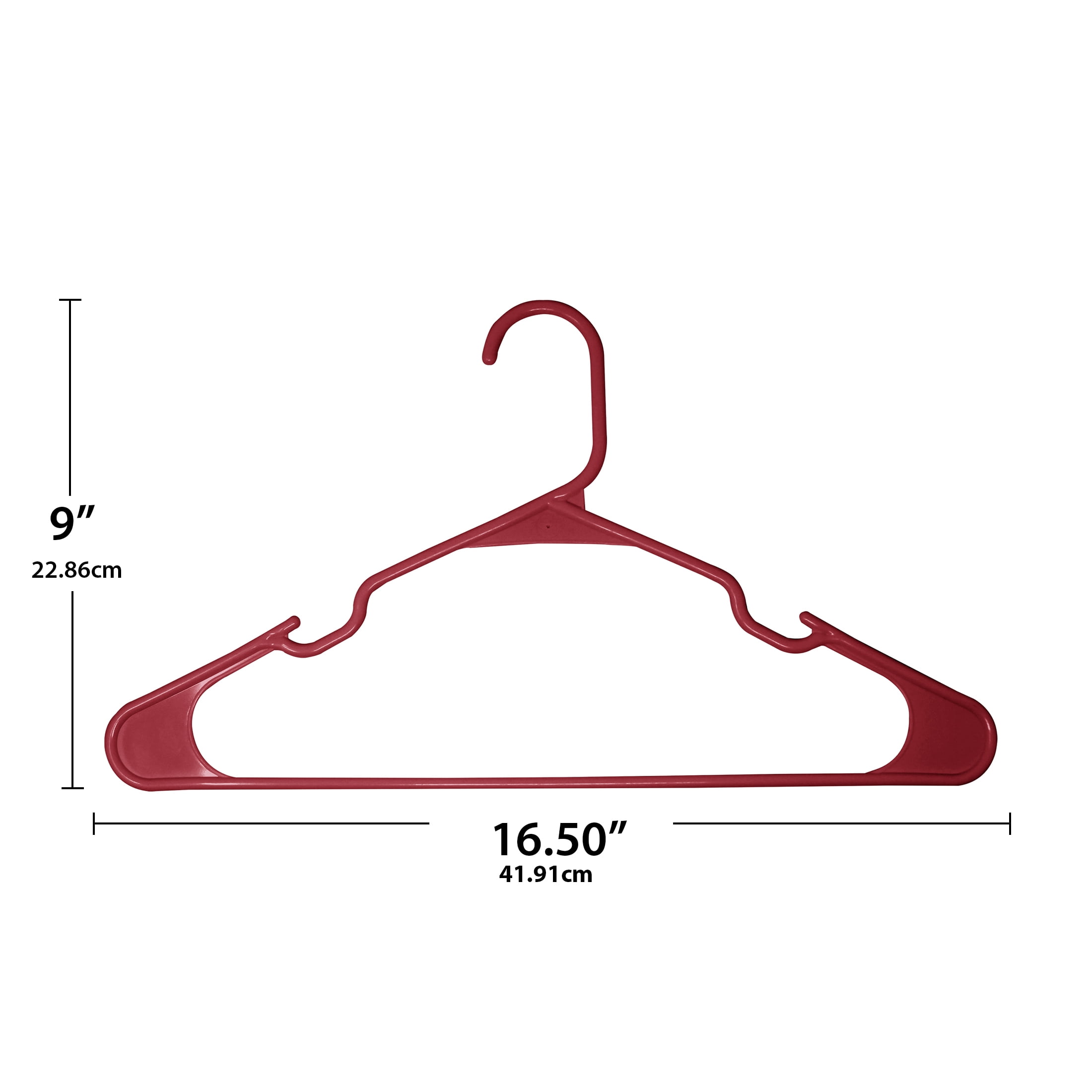 Closetselect Plastic Notched Adult Hangers for Any Clothing Type, Red Sedona 50 Count