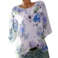 thumbnail image 1 of Flywake T-shirt Décontracté Grande Taille pour Femmes Imprimé Floral Col Rond Manches Courtes Tunique Ample Confortable Tops d'Été, 1 of 5