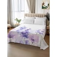 thumbnail image 2 of Spring Flowers Twim Size Flat Sheet, Wrinkleproof & Fadeproof Cooling Flat Bed Sheet Only, Watercolor Idyllic Lavender Purple Plant Breathable Soft Bedding Top Sheets 66 x 96 Inches, 2 of 8