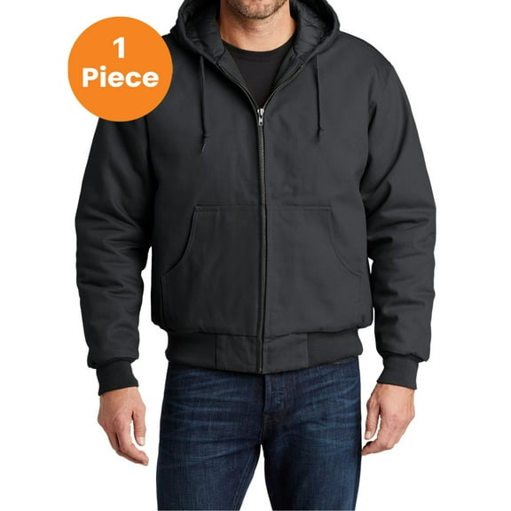 CornerStone Men’s Duck Cloth Hooded Work Jacket. J763H., Charcoal, XS, Mens Coats and Jackets