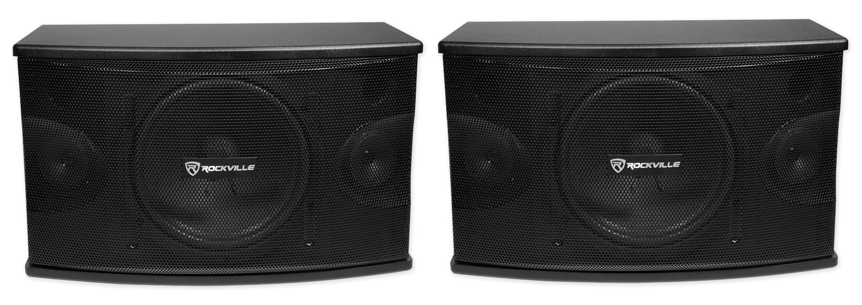 2) Rockville 10" 3-Way 1200w Karaoke Speakers+Bluetooth Amplifier Mixer+2) Mics