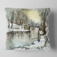 thumbnail image 2 of Designart White Bridge Over River - Landscape Printed Throw Pillow - 18x18, 2 of 5