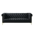 thumbnail image 2 of Oxford PU Leather Button Tufted with Gold Nailhead Trim Gold Metal Y-leg Sofa, Black, 2 of 5