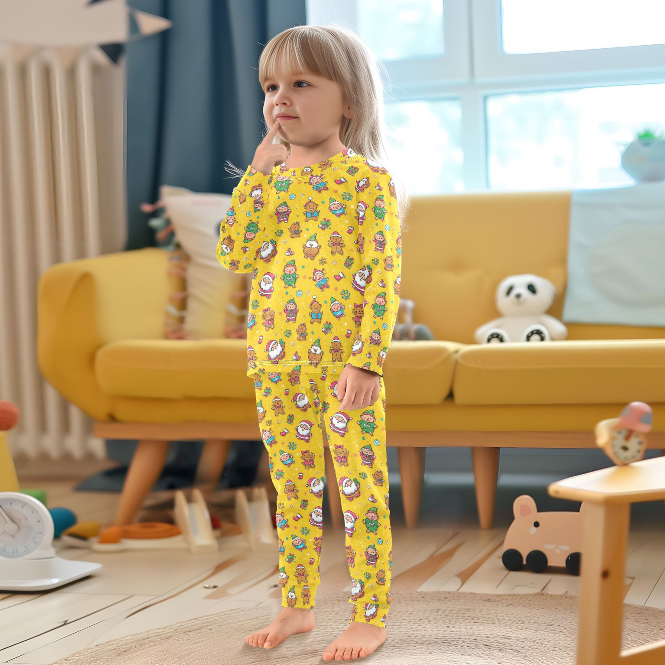 Pajama Santa Claus Elves and Gingerbread Men Cute Comfortable Cotton Two-piece Pajama Set