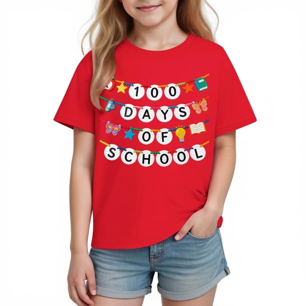 Camiseta de Manga Corta Linda Tops Niñas Niños Gráficos Camiseta de la Escuela Temporada Imprimir Tee para Niños