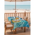 thumbnail image 2 of Outdoor Tablecloth with Umbrella Hole for Patio/Picnic/Party/Camping, Summer Puppy Waterproof Table Cloth Rectangle Table Cover Washable, Blue Ocean Oil Painting Swimming Ring (52"x 70"), 2 of 8