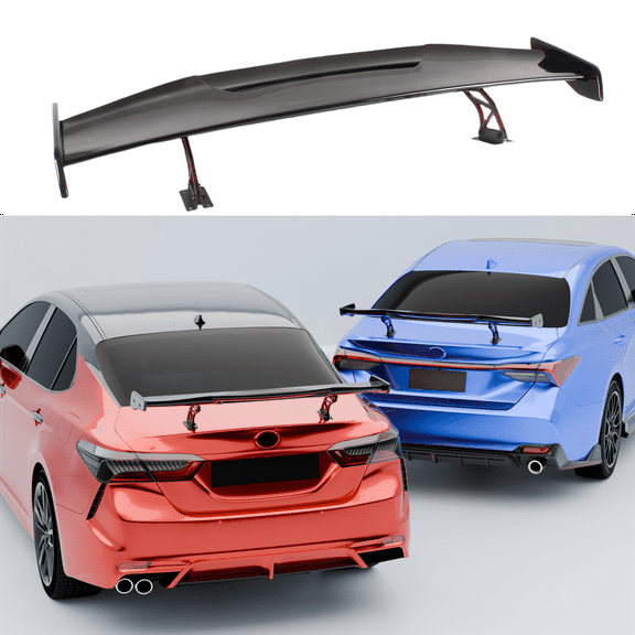 Universal Spoiler Wing Aleron Rear Trunk Deck Lid Spoiler for Most Sedan Saloon Trunk Mounted Accessories Painted Gloss Black ABS Material Easy Installation Adjustable Angle