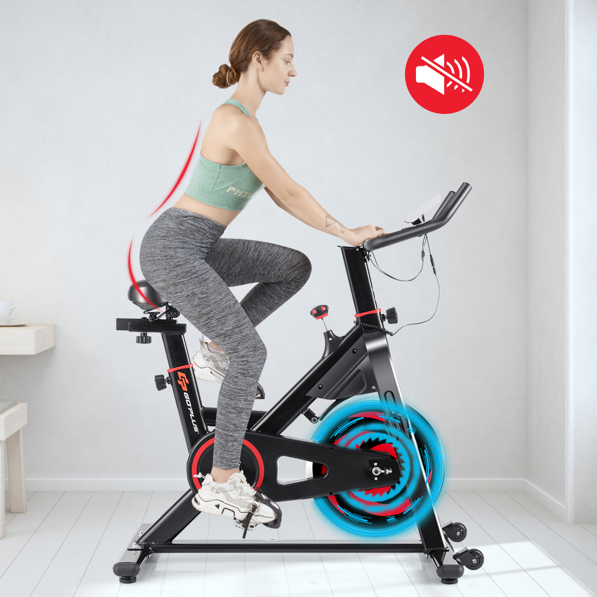 Stationary Exercise Magnetic Cycling Bike 30Lbs Flywheel Home Gym Cardio Workout - image 3 of 10
