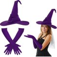 thumbnail image 3 of Offaod Halloween Witch Costume Accessory Set for Women - Hat and Gloves Combo, Gothic Spooky Party Cosplay Outfit, 3 of 5