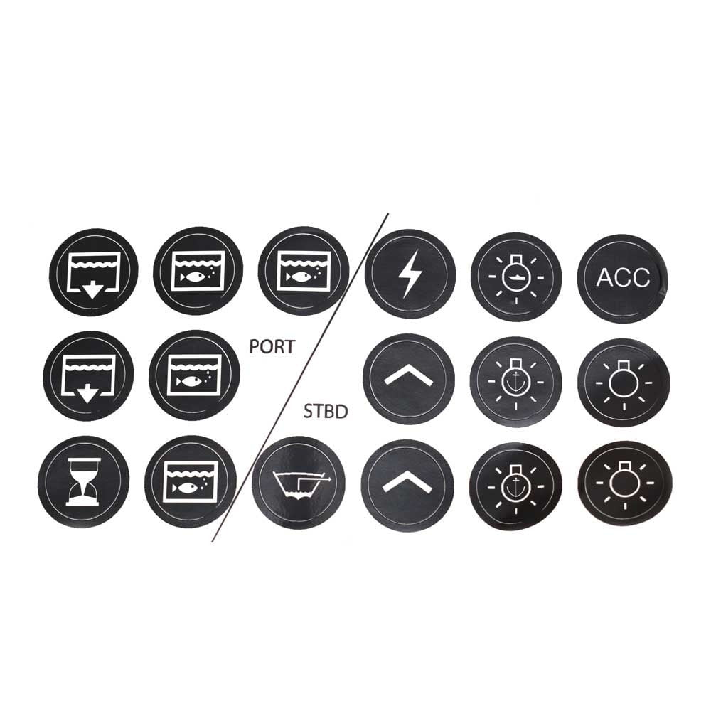 Ranger Boat Switch Decal Kit 1860769 Dual Pump 5/8 Inch Black White