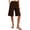 Brown women's high waisted shorts with pockets a1, variant on Women's High Waisted Bermuda Pants with Pockets Casual Solid Straight Leg Shorts Summer Beach Party Lounge Trousers Cotton Loose Fit Fashion Clothes, Brown M
