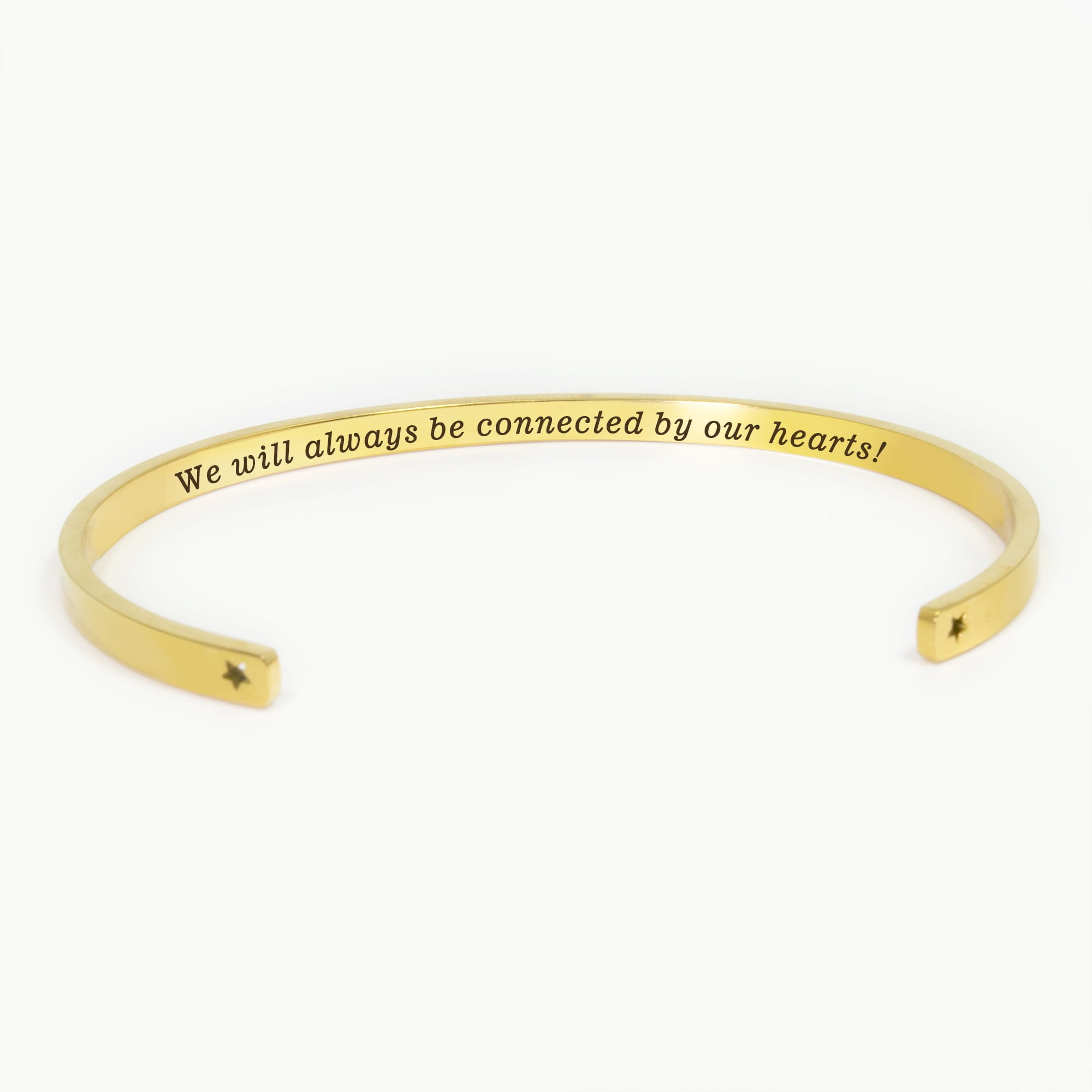 "We will always be connected…" Adjustable Gold Stainless Steel Cuff Bangle Mother's Day Gift Set