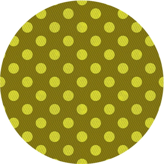 Ahgly Company Indoor Round Patterned Dark Yellow Green Area Rugs, 5' Round