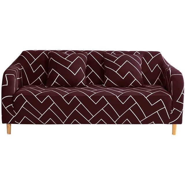 Pattern Sofa Slipcover Stretch Arm Chair Large Sofa Slipcover Leather Furniture Protector for 3-Seat Sofa,Chocolate