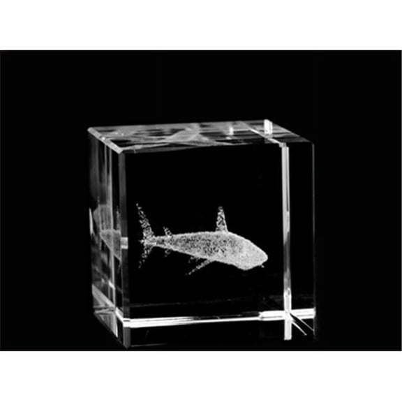 Asfour Crystal 1165-40-17 1.6 L x 1.6 H x 1.6 W in. Crystal Laser-Engraved Shark Sealife & Nautical Laser-Cut