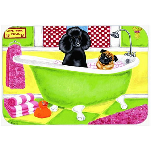 Carolines Treasures AMB1335CMT Tub for Two with Poodle & Pug Kitchen or Bath Mat, 20 x 30