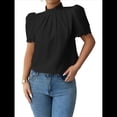 thumbnail image 1 of Camisa de Verano para Mujer, de Corta, con Volantes, Cuello Alto, Floral, , 2025, Blusas Informales, Tops Negro M, 1 of 8