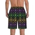 thumbnail image 3 of Kdxio Mardi Gra Geometric Pattern Mens Casual Shorts - Drawstring Summer Beach Sports Shorts for Men, 3 of 9