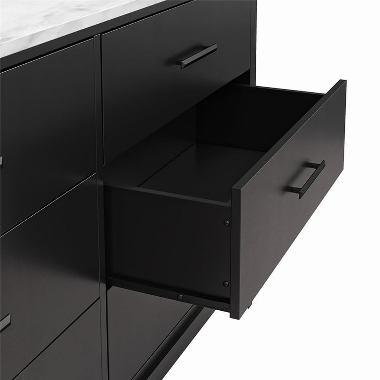 Ameriwood Home Amberleigh Wide 6 Drawer Dresser, Black w