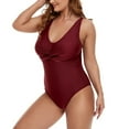 thumbnail image 3 of Quealent Maternity Swimsuit Pregnancy Swimwear Bikini Maternity Swimsuit V-Neck Pregnancy Swimwear Ruffle Sleeve Bathing Suit Red,2XL, 3 of 4