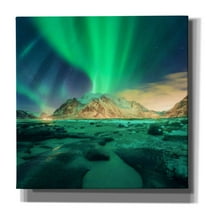 Epic Graffiti 'Aurora Over Snowy Mountains' by Epic Portfolio, Giclee Canvas Wall Art, 37"x37"