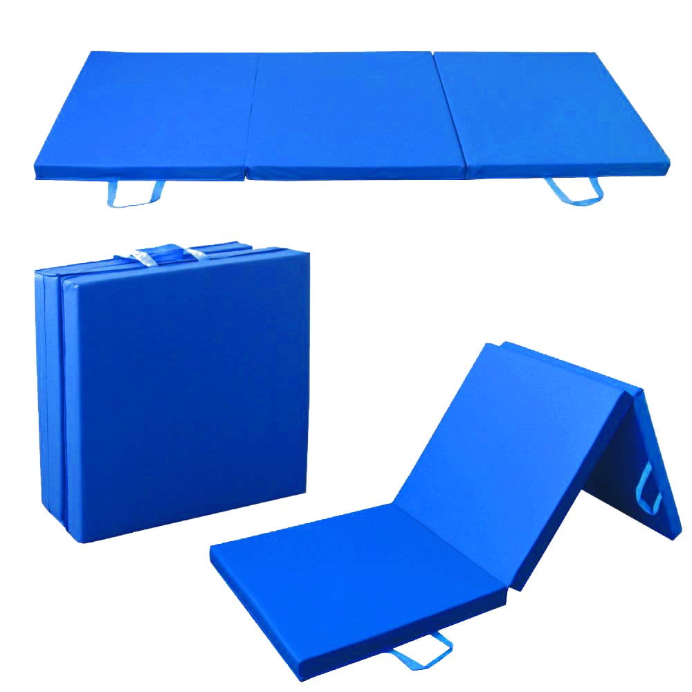 TM Yoga Kunova Martial Arts Aerobics Lightweight and Portable Tumbling Mats Blue Exercise Tri-Fold Gym Mat Fitness Mat w//PU Leather for Gymnastics