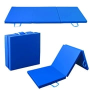 Kunova (TM) Blue Exercise Tri-Fold Gym Mat Fitness Mat w/PU Leather for Gymnastics, Yoga, Aerobics, Martial Arts, Lightweight and Portable Tumbling Mats …