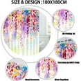 thumbnail image 4 of 72" x 72" Multicolor Watercolor Floral Shower Curtain Abstract Herbs Weeds Blossoms Ivy Bathroom Set Painting Floral Home Bath Bathtub Decor Durable Fabric Machine Washable with 12 Hooks, 4 of 5