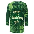 thumbnail image 4 of St. Patrick's Day Shirt for Women Glitter Clover Graphic T-Shirt 3/4 Sleeve Crewneck Festival Apparel Shamrock Print Sparkle Irish Holiday Tops, 4 of 5