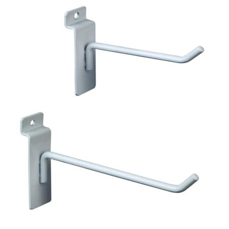 Only Hangers Commercial Grade Slatwall Panel Hooks - Heavy Duty Slatwall Hooks for Any Retail Display, Assortment Pack of 25-4" Slatwall Hooks + 25-6" Slatwall Hooks - White Finish