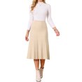 thumbnail image 2 of INSPIRE CHIC Women's Pleated Skirts High Waist Stretchy A Line Ribbed Knit Sweater Midi Skirt Fall Winter Outfits L Beige, 2 of 6