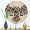 thumbnail image 2 of Designart 'Owl on the Grudge Pattern' Modern Wood Wall Clock, 2 of 5