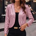 thumbnail image 6 of FAVIPT Womens Sequin Bolero Shrug Cropped Cardigan Long Sleeve Shiny Sparkly Shrug Party Glitter Open Front Jackets Pink,L, 6 of 8