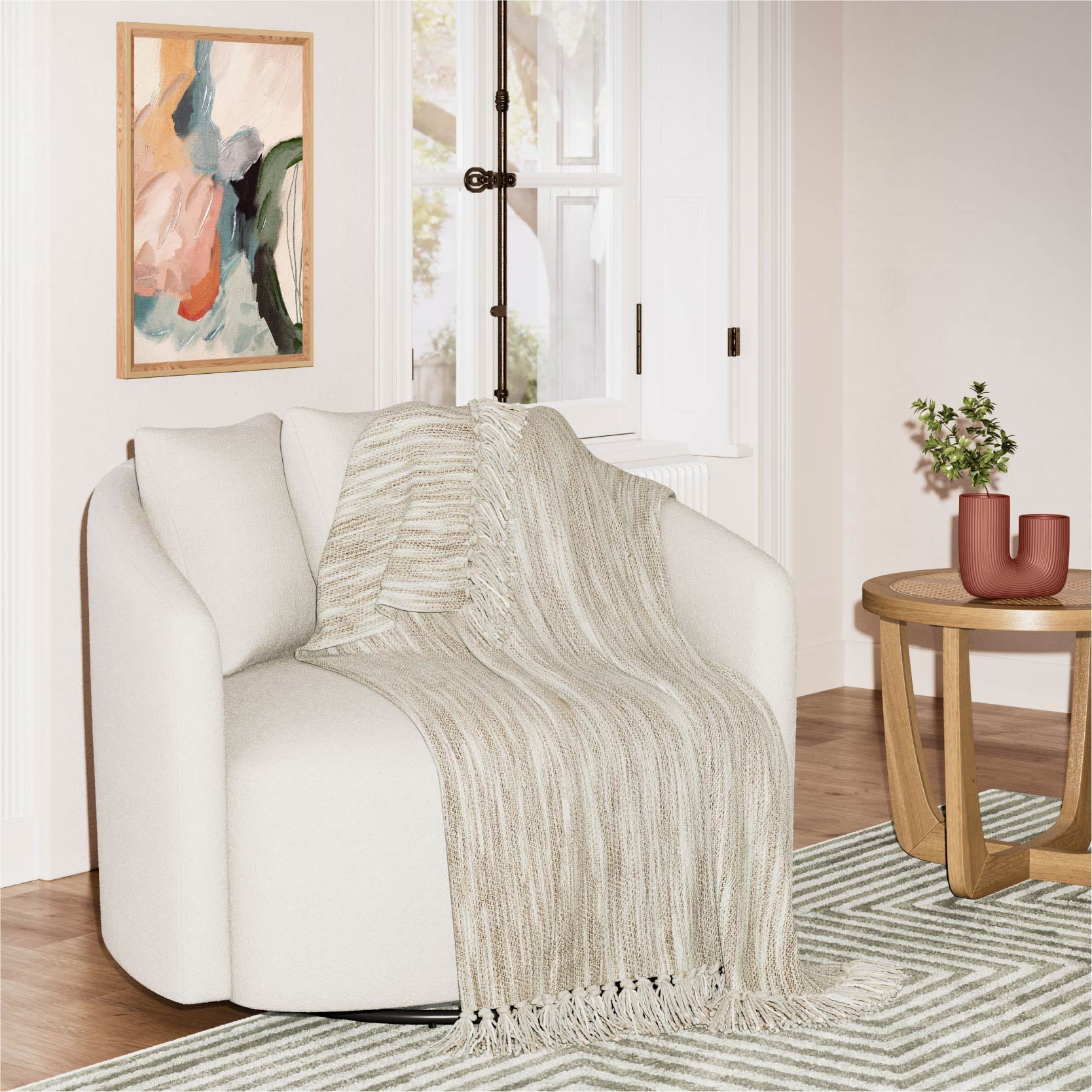Beautiful Neutral Woven Throw by Drew Barrymore, 50" x 60"