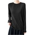 thumbnail image 3 of HongQid Women's Long Sleeve Tee Crew Neck Soft Curved Hem Thin Stretch Loose Casual Tops Layering Solid Shirts, 3 of 6